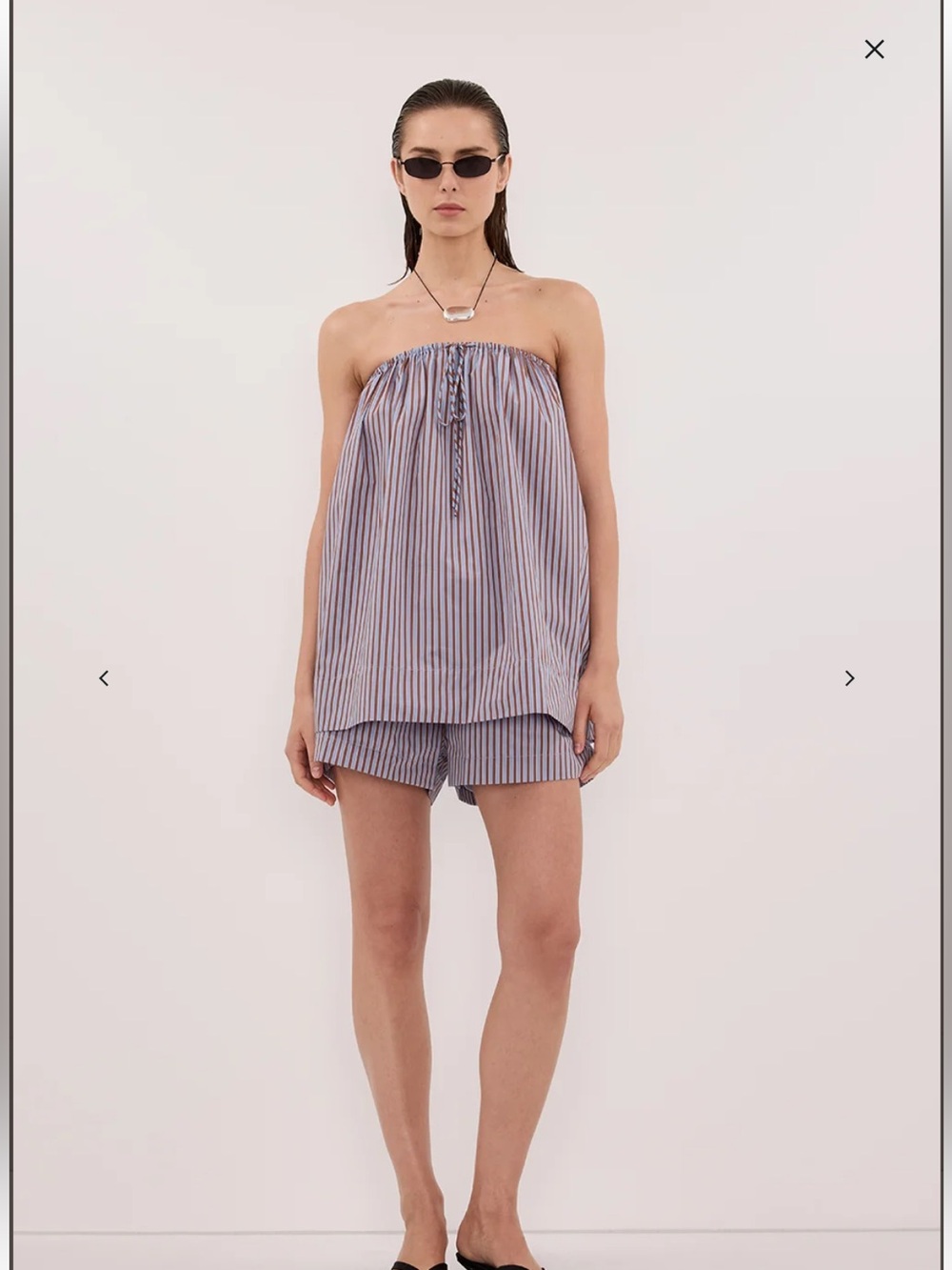 DISSH Blue and White Striped Strapless Camisole